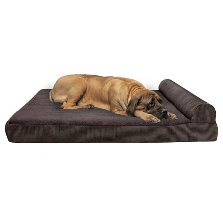 UPC: 0842229115307 | FurHaven Pet Dog Bed | Deluxe Orthopedic Faux Fleece & Corduroy Chaise Couch Pet Bed for Dogs & Cats Espresso Jumbo Plus