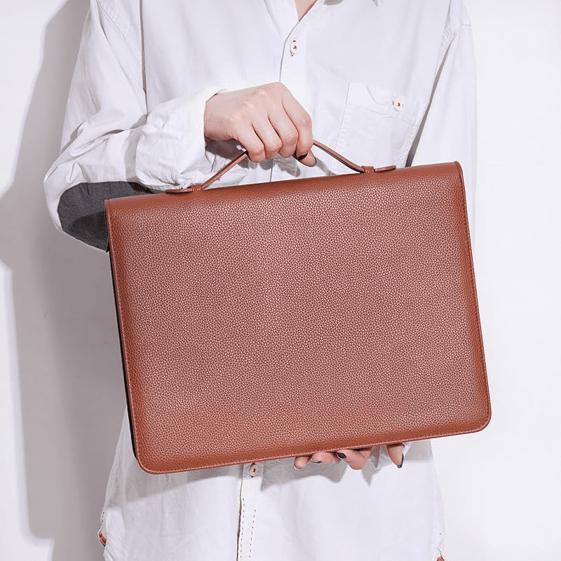 Wonderpool Travel Zippered Portfolio 3 Ring Binder A4 Padfolio Document Case with Removable Clipboard Legal Pad Holder, Business Office School Organizer for Men and Women (Brown)
