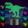 thumbnail image 1 of Luz nocturna de dinosaurio 3D para niños, lámpara de dinosaurio, lámpara LED de ilusión 3D con 16 colores cambiantes/control remoto, lámpara LED óptica, regalo de cumpleaños para niños/niñas, 1 of 5