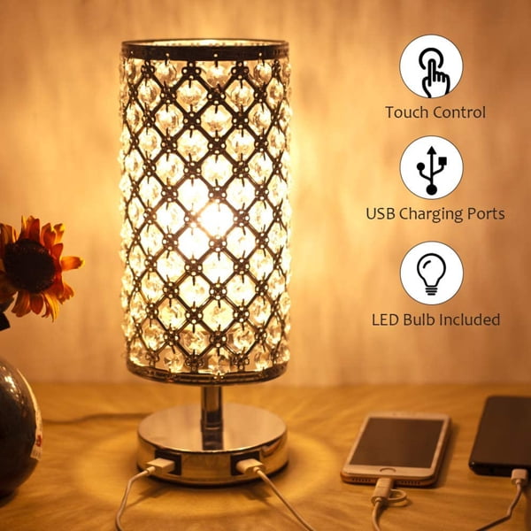 Details about   Set of 2 Modern  Bedside Lamp Table Reading Lamp Desk Light With Fabric Shade 