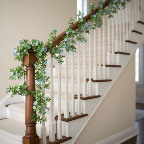 Artificial Daisy Vine | 72.83in Long Twisted Plastic Garland | 66 Flower Strings | Orange White Pink Blue Red | Decorative Hanging Faux Floral | 1 Piece | Party Home Wedding Decor