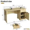thumbnail image 3 of Bestier 47" Computer Desk with Drawer, Modern Home Office Desk with Storage Cabinet, Fluted PC Study Writing Desk for Small Spaces, Oak, 3 of 11
