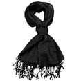 thumbnail image 2 of NYFASHION101 Women's Sheer Metallic Braided Tassel Ends Scarf Shawl Wrap, Black, 2 of 4