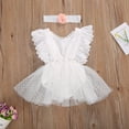 thumbnail image 4 of ITFABS Girl Summer Clothes Set Sleeveless Ruffle Lace Jumpsuits+Flower Headband, 4 of 8