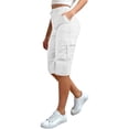 thumbnail image 2 of Womens Shorts Soft Solid Multi-Pocket High Waist Cargo Shorts for Women White XL, 2 of 9