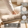 thumbnail image 4 of Ottoman Foot Rest- Bamboo Foldable Stool, Foot Stools Small Ottman with Upholstered , Folding Stool for Makeup, Bedroom and Living Room, 4 of 8