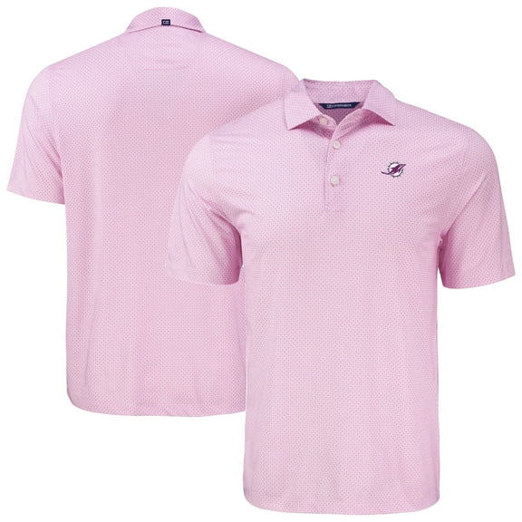 Men's Cutter & Buck Pink Miami Dolphins Pike Eco Diamond Dot Print Recycled Polo
