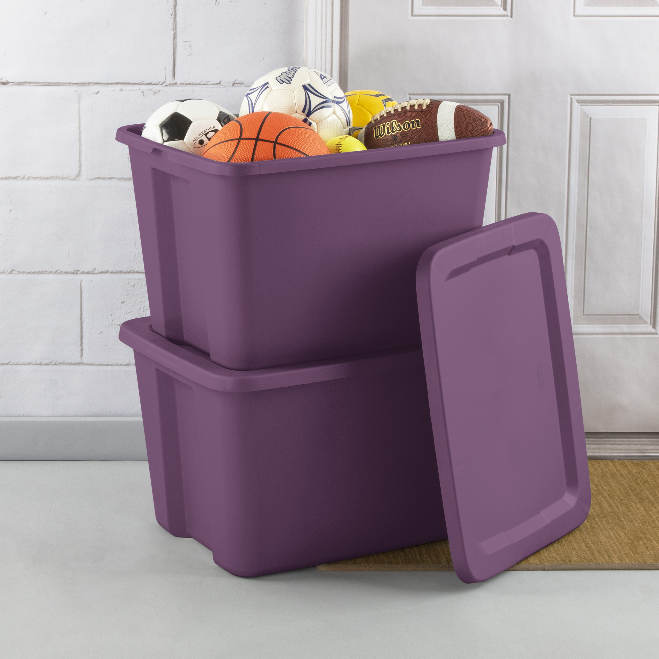 (3 pack) Sterilite 18 Gallon Tote Box Plastic, Moda Purple