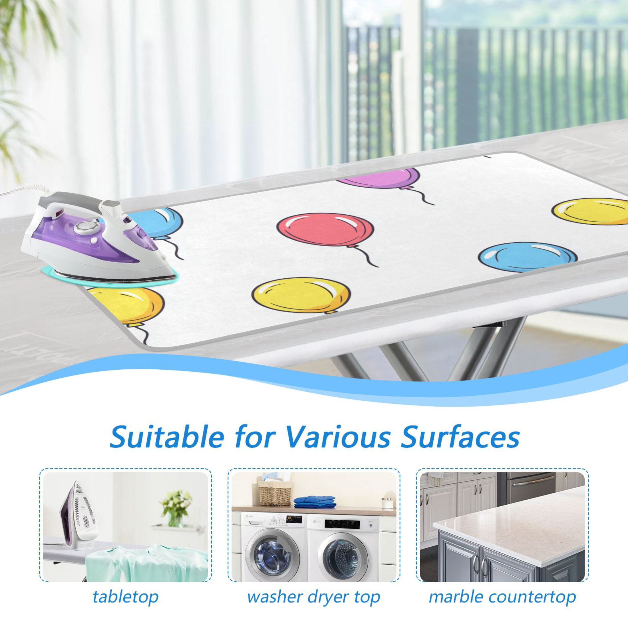 Bright Color Balloons Ironing Mat Blanket Portable Travel Ironing Pad Heat Resistant Pad 47.2" x 27.6”