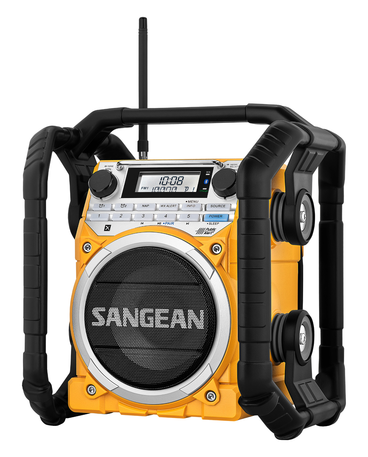 Sangean Portable Bluetooth Water Resistant Ultra Rugged AM/FM/NOAA Emergency Weather Channel Radio Receiver with Large Easy to Read Backlit LCD Display