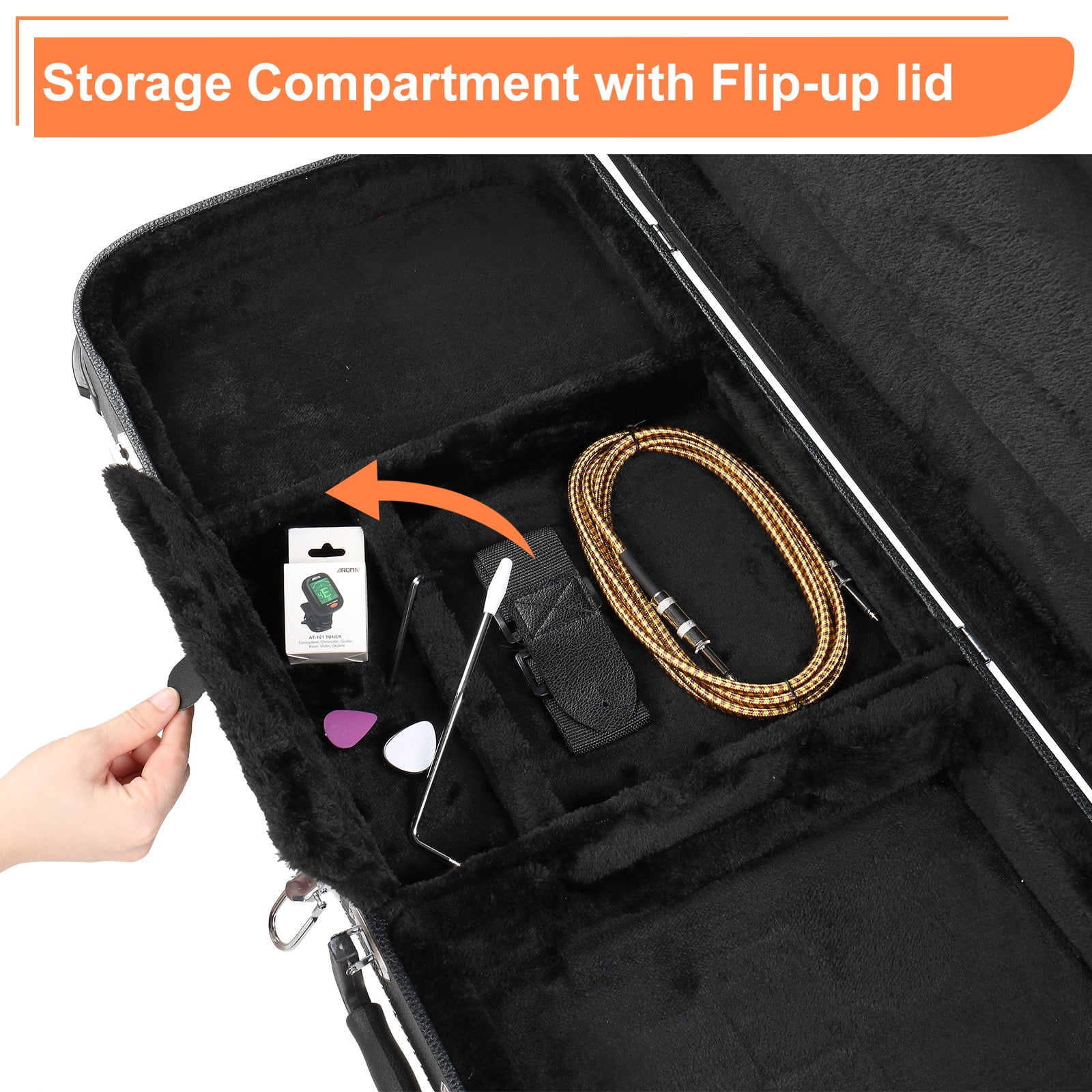 HarmonyStrings Electric Guitar Hard Case, Rectangular Guitar Hard Case, With Lock Latch Keys Handle, PVC Padding Soft Lining Water-Resistant Hard Shell Guitar Cases, for 39 in Electric Guitars
