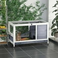 thumbnail image 2 of PawHut Wooden Indoor Rabbit Hutch on Wheels with Run, White, 2 of 10
