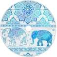 thumbnail image 1 of FMSHPON Blue Paisley Elephant Xmas Christmas Tree Skirt Stand Mat for Holiday Party Decoration Indoor Outdoor 36 inches, 1 of 6