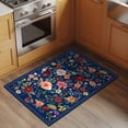 thumbnail image 2 of Bathroom Rugs 2x3 Ft, Navy Blue Flowers Non Slip Area Rugs for Kitchen Bedroom Entryway, Spring Vintage Floral Leaves Farmhouse Washable Carpet Runner Rug Floor Mats for Bedroom Home Decor, 2 of 8