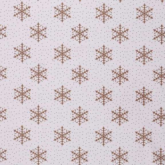 Mook Fabrics Christmas Gold Snowflakes on White 100% Cotton Fabric By the yard