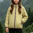 thumbnail image 2 of XYAIYT Girls Windproof Jacket with Pockets Hooded Solid Color Stand Collar Waterproof Outerwear Coat Outdoors, 2 of 6