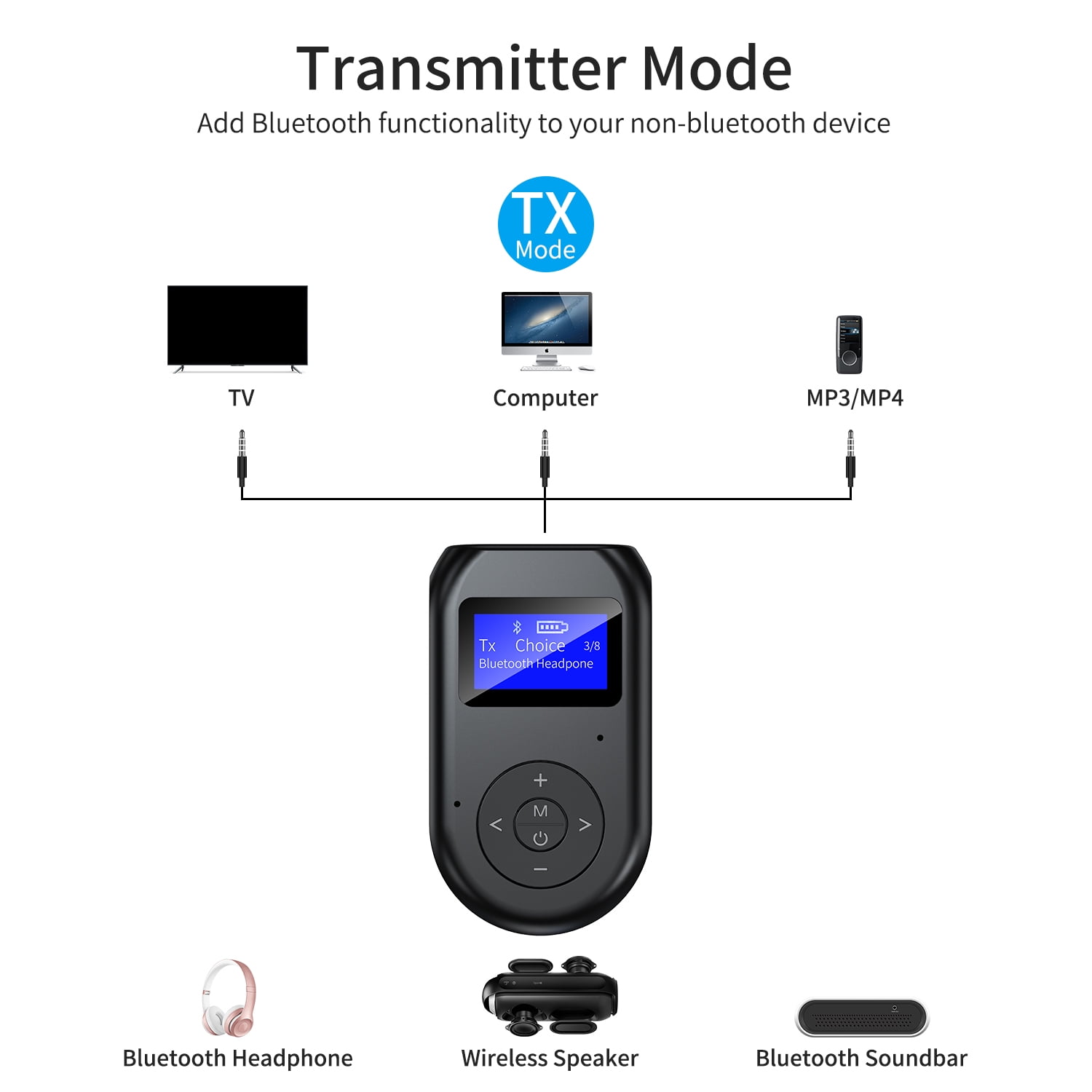 Bluetooth Adapter Transmitter Receiver 2 in 1 Wireless Bluetooth