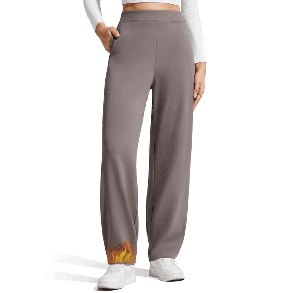 G4Free Women's Fleece Lined Sweatpants High Waisted Wide Leg Pants with Pockets Winter Warm Trousers Casual