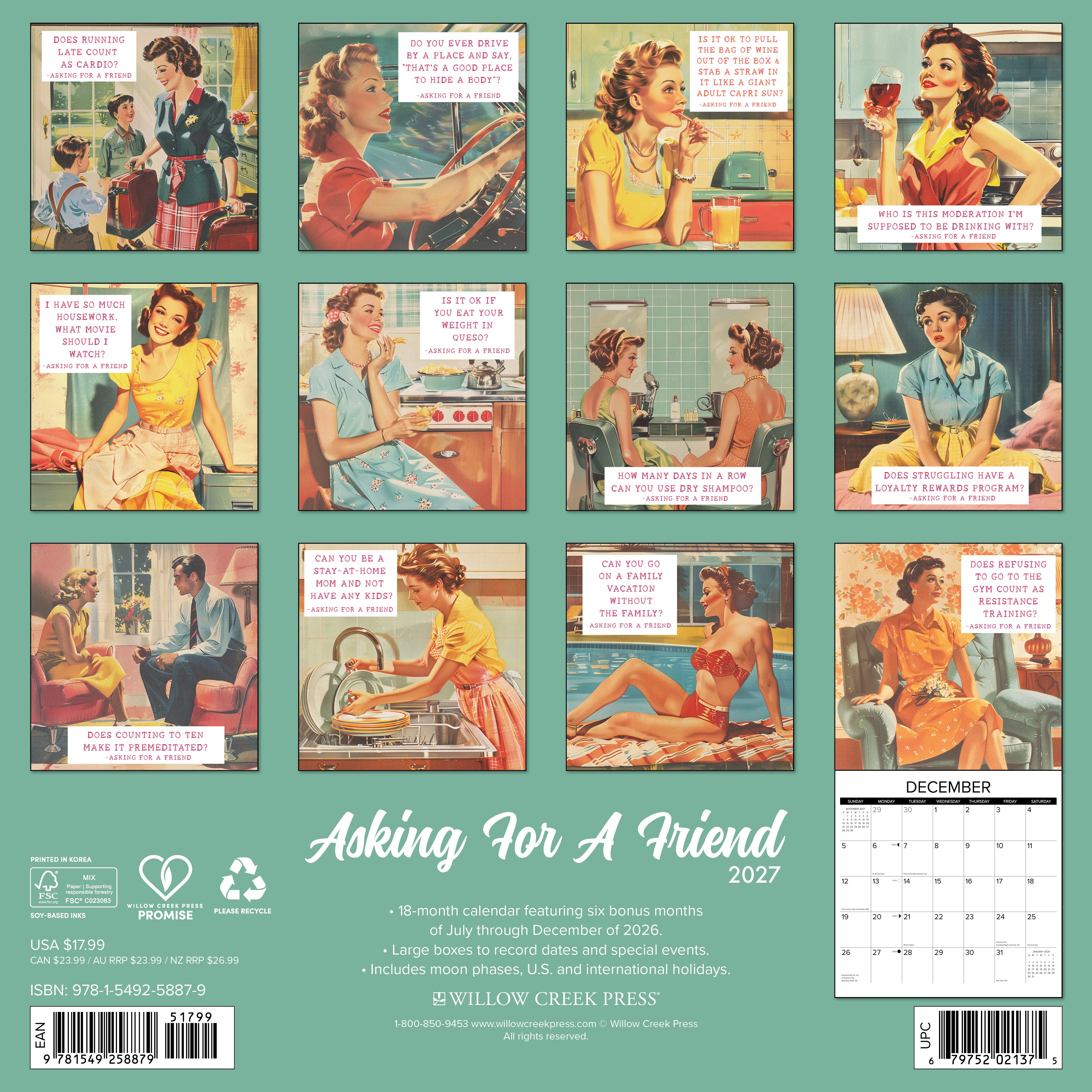 Willow Creek Press, Asking for a Friend 2027 Wall Calendar