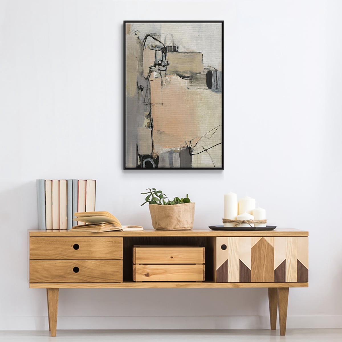 Sandstone Framed Premium Gallery Wrapped Canvas - Ready to Hang - 25 x 37 - Black Floating Frame