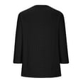 thumbnail image 5 of ZQGJB Womens 3/4 Length Sleeve Tops Dressy Summer Crewneck Pullover Trendy Lace Crochet Eyelet Basic Tees Shirt Lightweight Soft Cotton Blouse Z-Black XXL, 5 of 6