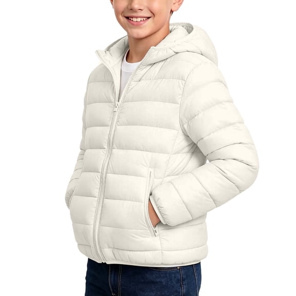 FAIWAD Kids Winter Coat Puffer Hooded Jacket with Pockets Boys Girls Lightweight Warm Quilted Outerwear