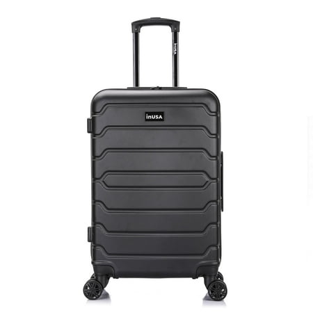 InUSA Trend Lightweight Hardside Medium Checked Spinner Suitcase - Black