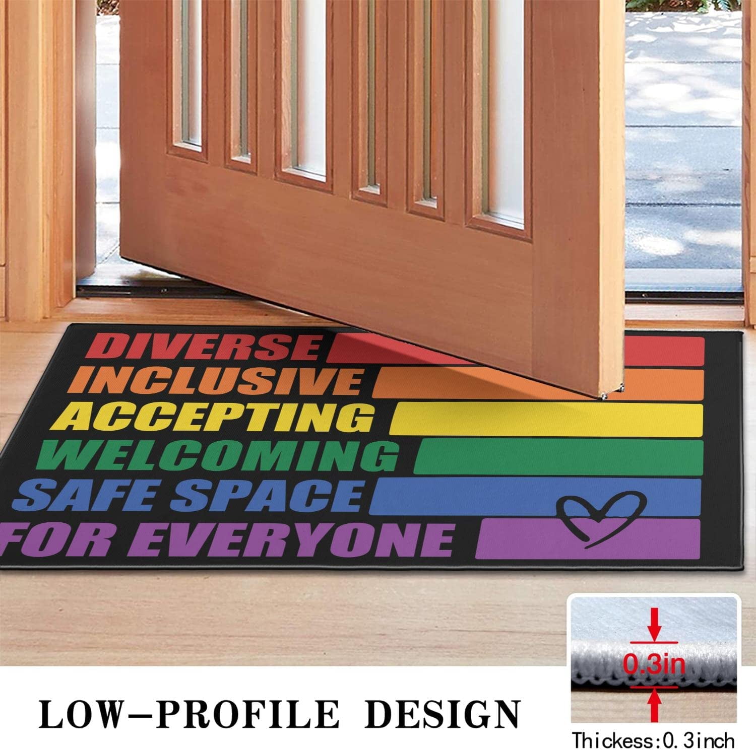 Rainbow Doormat Non-Slip Absorbent Resist Dirt Front Door Mat Machine Washable Welcome Mats Outdoor Inside Floor Rugs for Entryway 30" X 17"