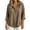 Brown-02, variant on Women's Hooded Half-Button-Down Top with 3/4 Sleeves Casual Drawstring Hood Blouse and Rounded Hem Shirts