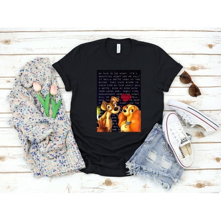Lady and The Tramp Cartoon Characters 3/4 Short Sleeve Woman T Shirt T109