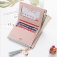 thumbnail image 2 of Solid Color Women Short Wallet Leather Button Love Coin Purse Lady Money Bag, 2 of 4