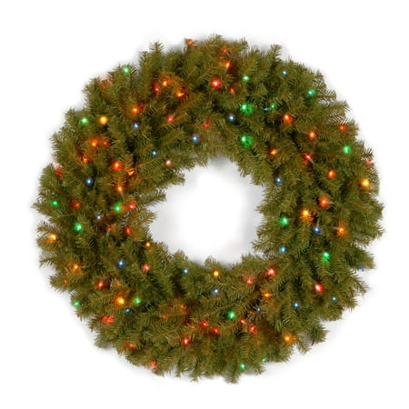 National Tree 36" Norwood Fir Wreath with 100 Multi Colored Lights