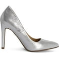 thumbnail image 4 of Chariot & Co: Mall- Womens Pointed Toe Stiletto Pumps - 4" Heels, Wedding and Dress Shoes Heel (Silver Shimmer, 6.5), 4 of 6