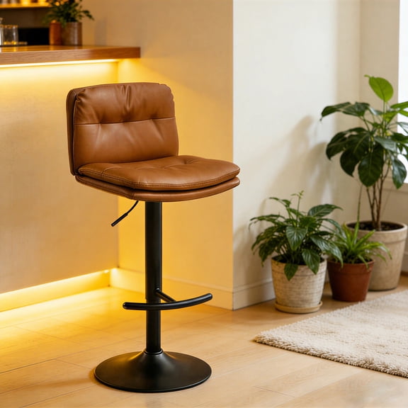 IPKIG Dual-Layer Bar Stool, Adjustable Swivel Counter Height Chair with Footrest