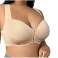 thumbnail image 2 of Elvqul Bras for Women Front Closure Plus Size Bra Everyday Full Coverage Wireless Womens Bras Beige, 2 of 5