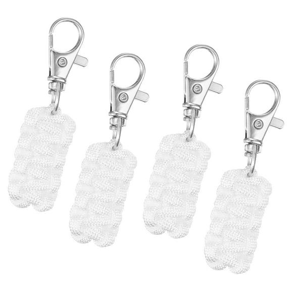4pcs Paracord Zipper Pulls, Paracord Lanyard Keychain for Backpacks, Tents, Traveling Cases, White
