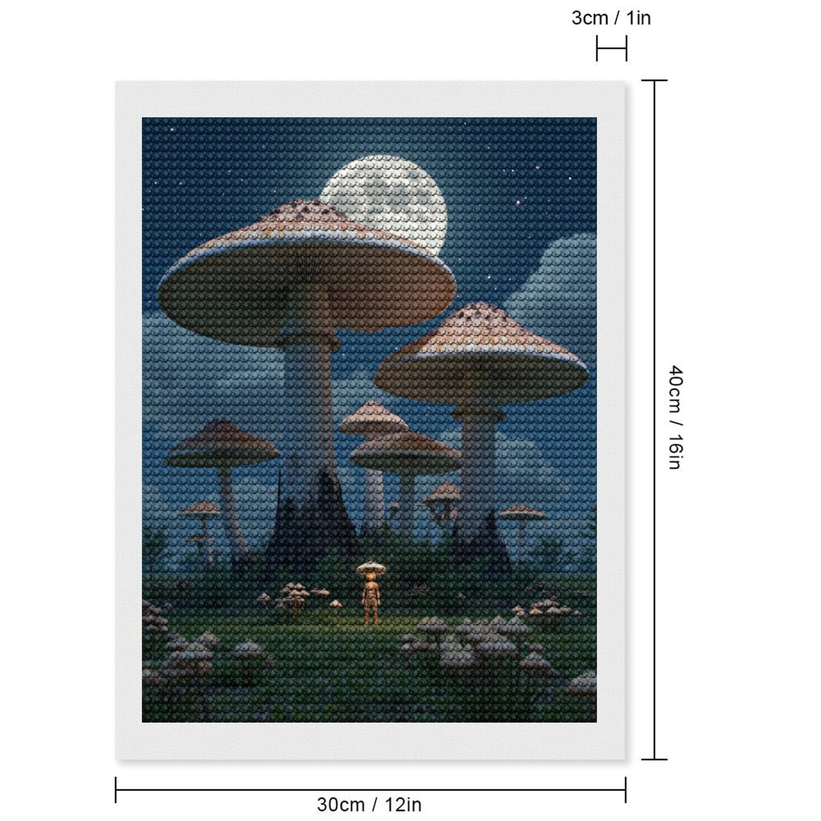 Diamond Art Kits for Adults, Fantasy Night Giant Mushrooms Moon 5D Diamond Painting Kits for Adults Beginners, DIY Full Drill Diamond Painting, Gem Art and Crafts 12x16