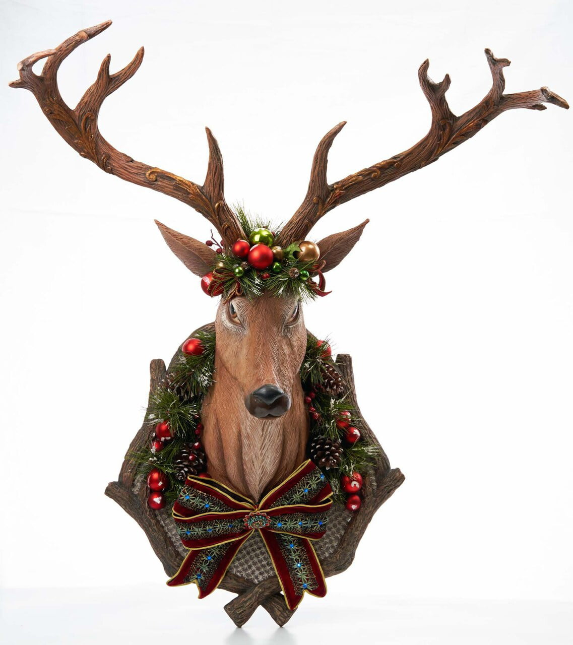 Stags Head Reindeer Wooden Light Up LED Christmas Decoration Plaque Battery Op 