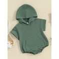 thumbnail image 3 of Bagilaanoe Newborn Baby Boy Girl Rompers Short Sleeve Hood Bodysuits 3M 6M 12M 18M Infant Summer One Piece Jumpsuit, 3 of 9