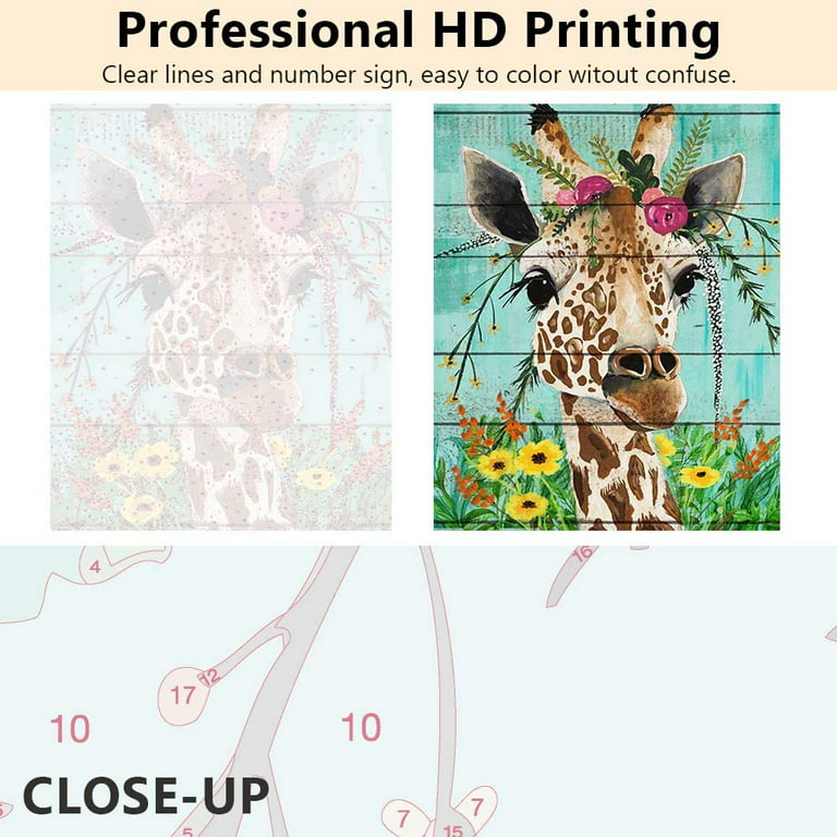 Colorful Giraffe Easy Paint by Numbers Kit for Adults Free Shipping From  California, USA 