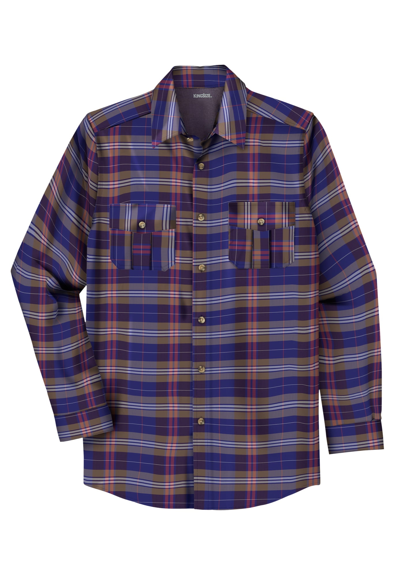 Kingsize - KingSize Men's Big & Tall Plaid Flannel Shirt - Tall - 5XL ...