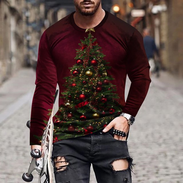 Blusas y camisas de manga larga y cuello redondo para hombre, camisetas casuales con estampado de moda y cuello redondo, blusas de licra de manga corta para hombre.