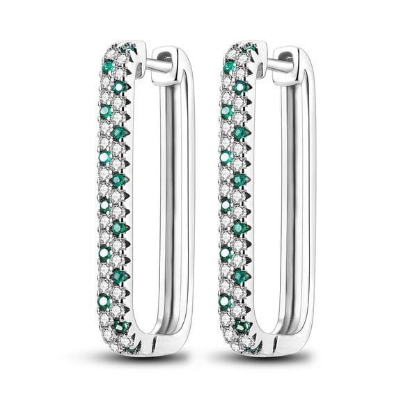 MULA Original 925 Sterling Silver Hoop Earrings Green AAA CZ Sparkling Two-color for Women Jewelry Gift