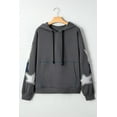 thumbnail image 6 of Y2K Retro Style Star Patchwork Hoodie for Women, Carbon Grey Mineral Wash Long Sleeve Pullover | L, 6 of 12