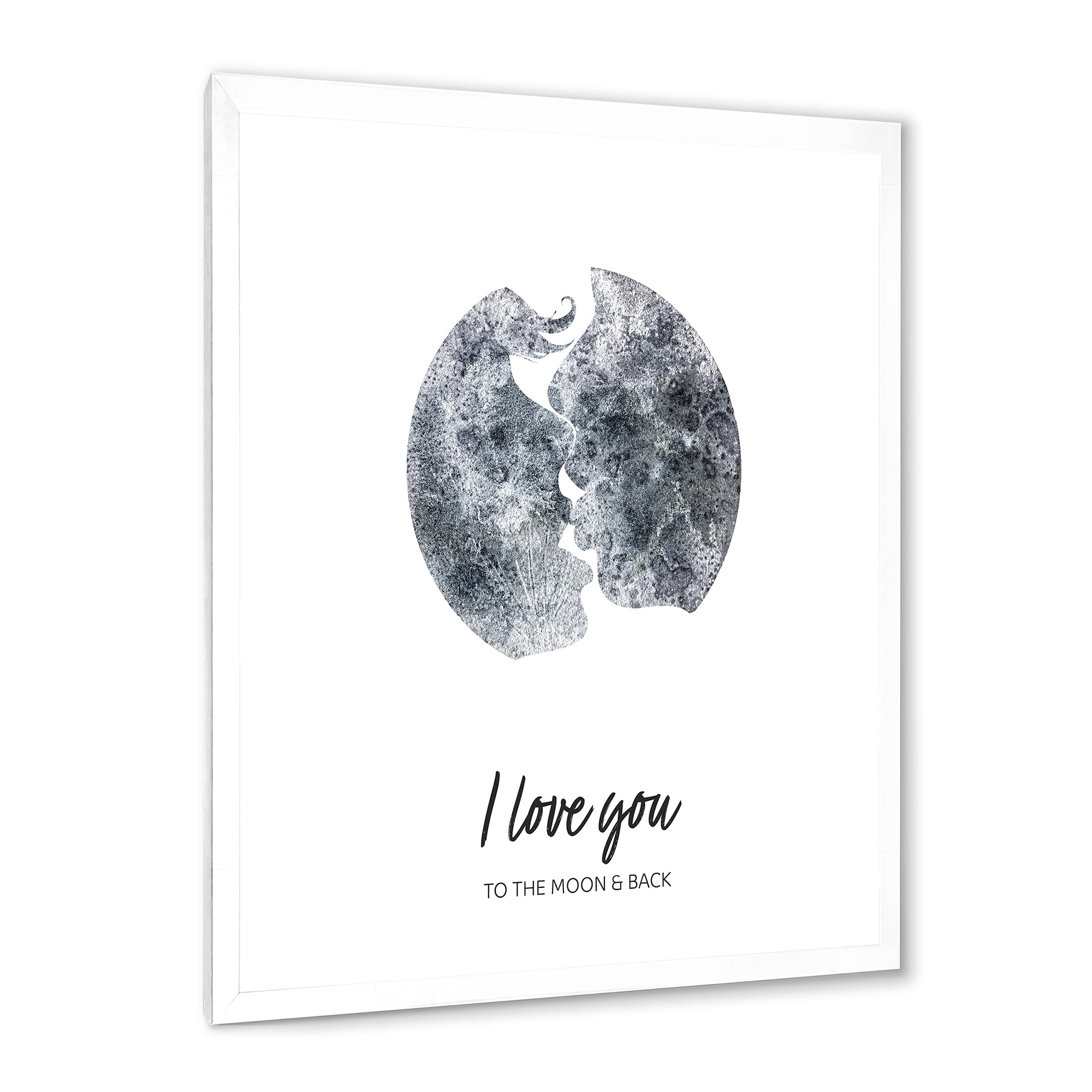 Designart 'Kiss of Two Lovers In Romantic Moon Shape' Modern Framed Art Print