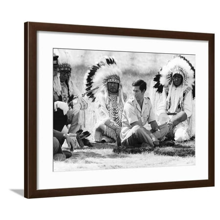 Calgary Imports Prince Charles Attending Blackfoot Indian Tribal Ceremony in Calgary, Canada Framed Print Wall Art ()