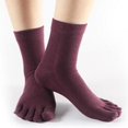 thumbnail image 3 of Comfy Five Finger Toe Socks Cotton Crew Socks Athletic Causal - Purple, One Size, 3 of 5