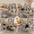thumbnail image 3 of Deep Seat Corduroy Sofa, No Assembly Compressed Couch with Soft Cushions for Living Room & Apartments, Camel, 3 of 9