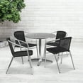 thumbnail image 2 of Flash Furniture Lila 31.5'' Round Aluminum Indoor-Outdoor Table Set with 4 Black Rattan Chairs, 2 of 5