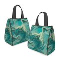 thumbnail image 2 of Blue and Gold Marble Pattern Insulated Lunch Bag for Women Men, Large Portable Soft Cooler Tote, Thermal Food Storage Bag with Pearl Cotton, 8.66L, 8.75"x5.75"x9.5", 2 of 6